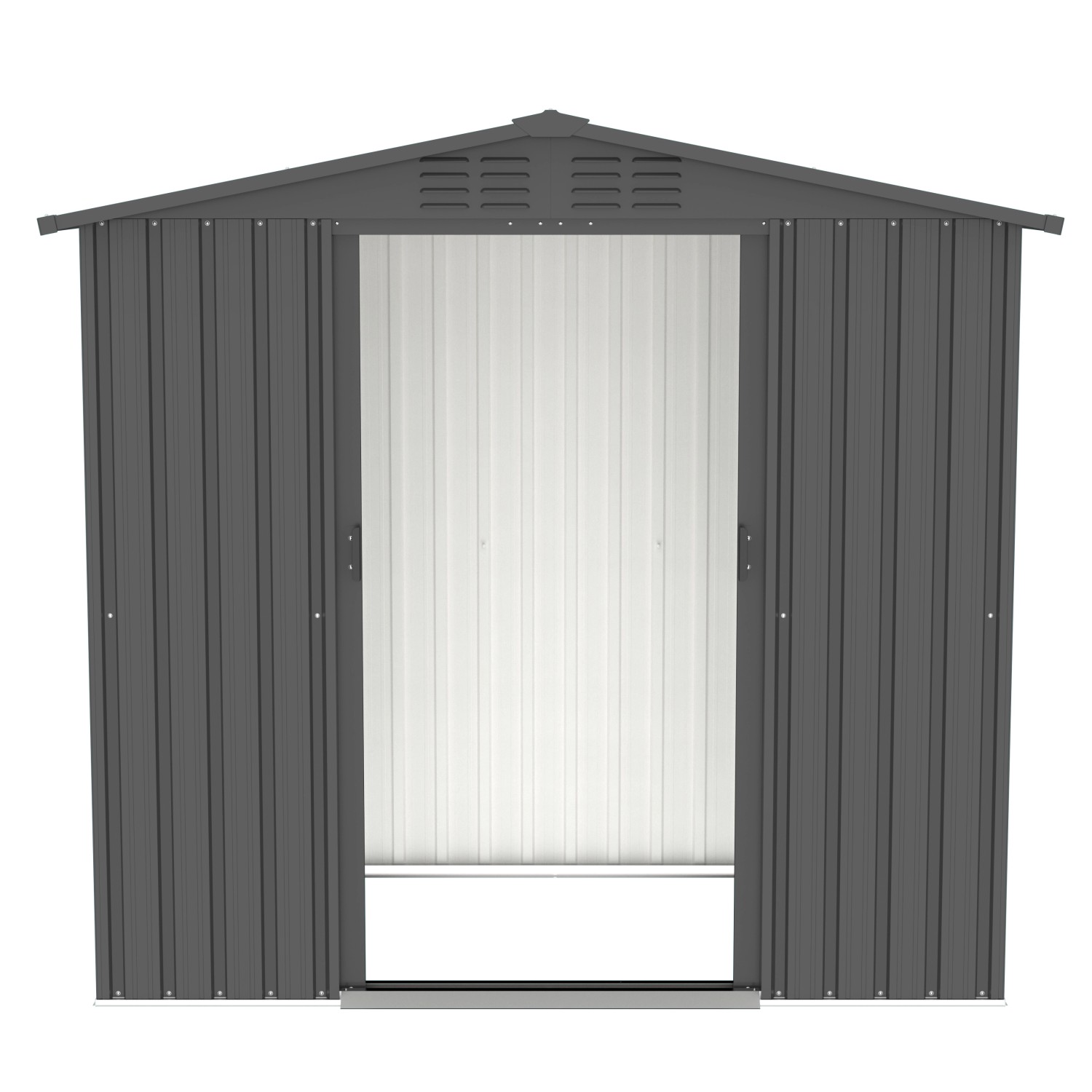 Tepro Metall Gerätehaus Flex Shed Medium in Anthrazit mit Schiebetüren, Frontansicht.