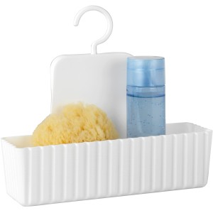 Allstar Dusch-Caddy Minas Wandkorb, weiß, mit Schwamm und Duschgel. Praktische Badablage für die Dusche.