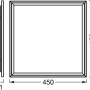 Technische Zeichnung der Ledvance Smart+ WiFi Panelleuchte Planon Plus RGBTW 45x45 cm mit Maßangaben.