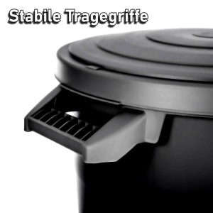 BigDean Wetterfeste Universaltonne Mit Deckel Und 2 Stabilen Tragegriffen 80 Liter SCHWARZ Regentonne Mülleimer Indoor Und Outdoor Geeignet Made