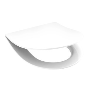 Weißer Schütte WC-Sitz D-Form Pro 6 Duroplast mit Absenkautomatik.