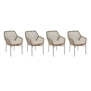 Acamp Stapelsessel Rom 4er-Set, Toffee/Beige meliert, mit Aluminiumgestell und Acatex-Gewebe.