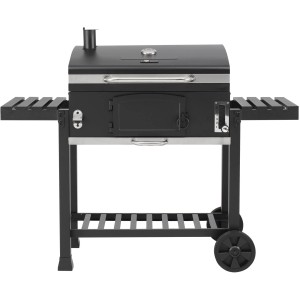 Schwarzer El Fuego Holzkohlegrill Smoker Ontario XXL mit Ablagen und Thermometer.