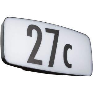 Paulmann LED-Außenwandleuchte Sheera mit Hausnummer 27c, Nahansicht.