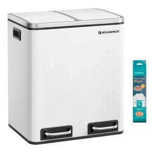 Songmics Mülleimer Pary 2 Fächer x 15 l Weiß