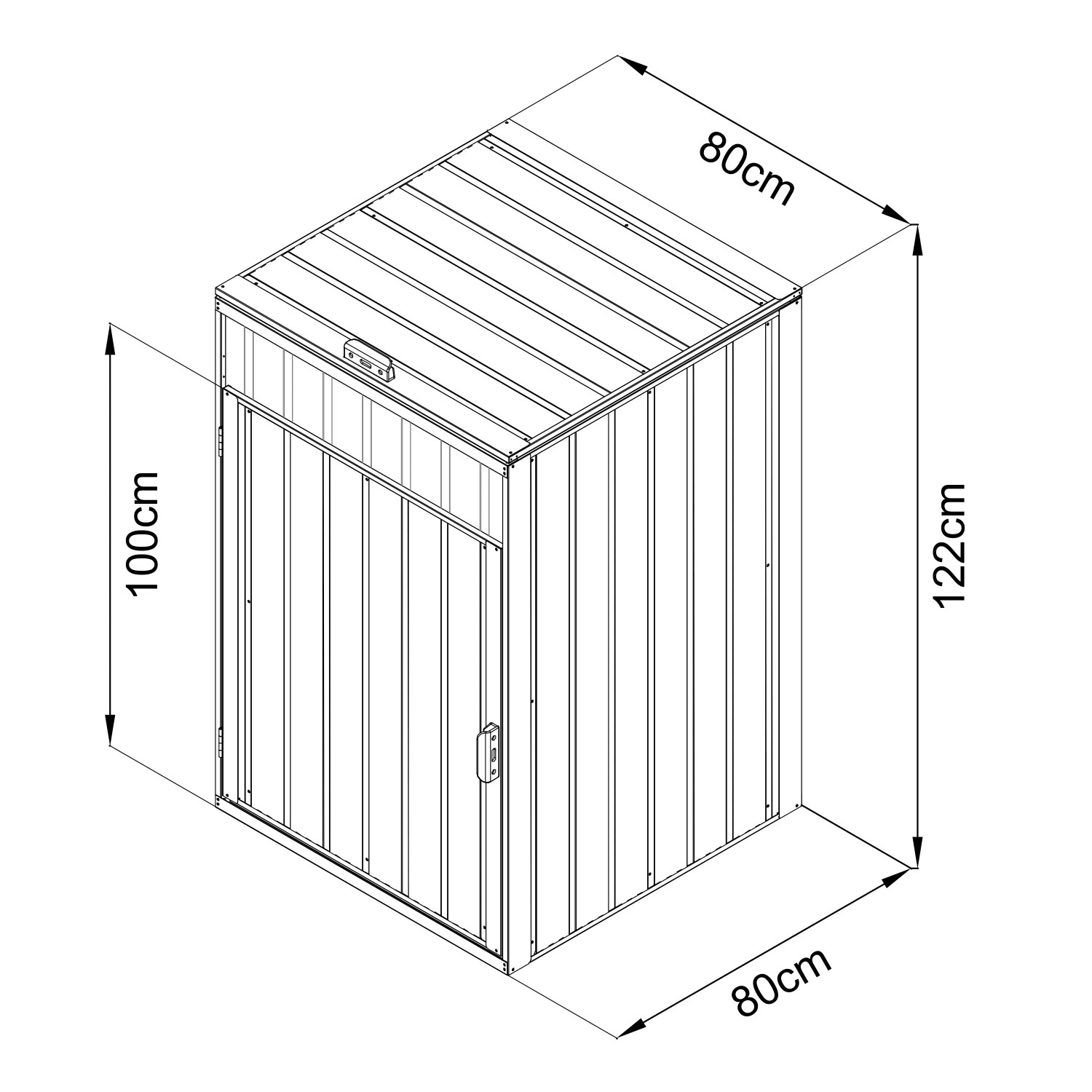 Axi Mülltonnenbox Owen, Metall, 240 l, Anthrazit, mit Maßangaben.