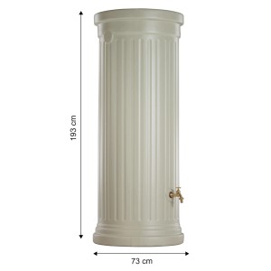 Garantia Regenwassertank 500 l in Sandbeige, Säulenform, mit Maßen 73x193 cm. Regentonne für den Garten.