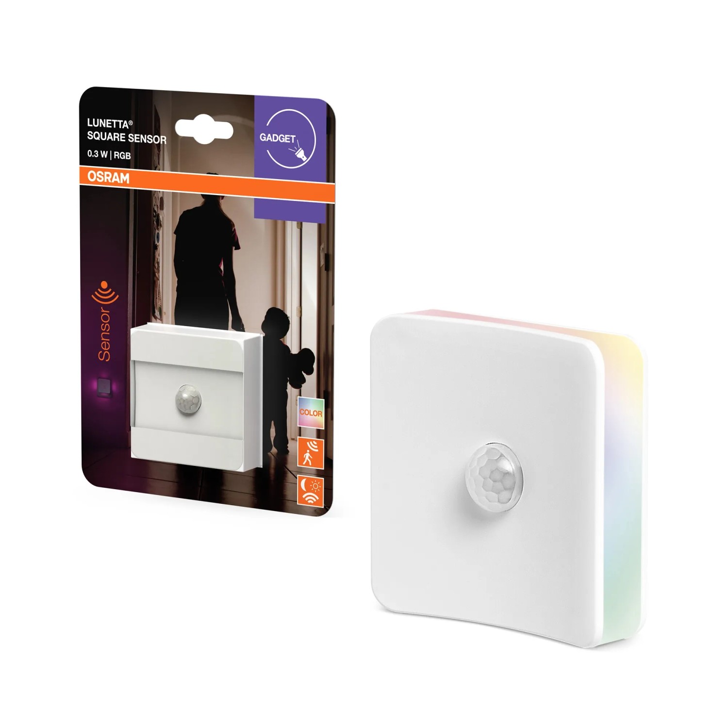 Osram LED-Nachtlicht Lunetta Square mit Sensor und RGB-Farbwechsel, für die Steckdose.