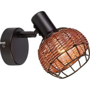 Deckenleuchte Buia mit Rattan-Optik, 1-flammig, E14, braun/schwarz.