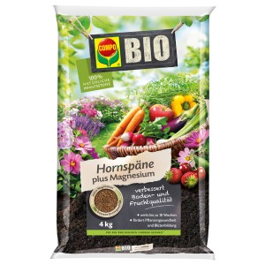 Compo Bio Hornspäne plus Magnesium, 4 kg Sack. Organischer Dünger für gesunde Pflanzen und reiche Ernte.