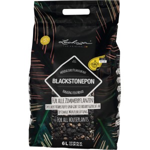 Lechuza Blackstone Pon Pflanzsubstrat, 6L Sack, mineralisch, schwarz, für Zimmerpflanzen.