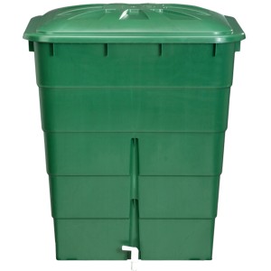Garantia Regentonne Eckig 300 l Grün mit Deckel & Hahn