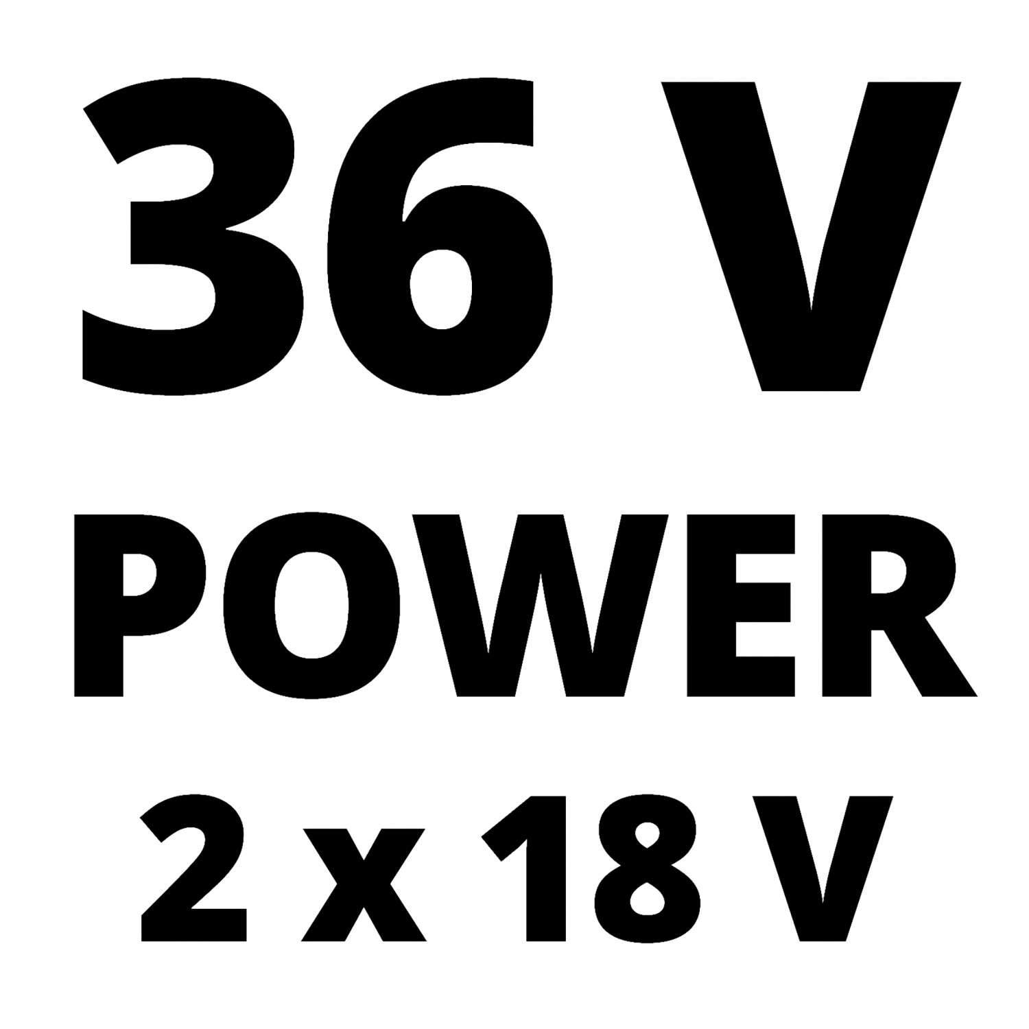 Symbol für 36V Power X-Change Akku-Sense, benötigt 2x18V Akkus.