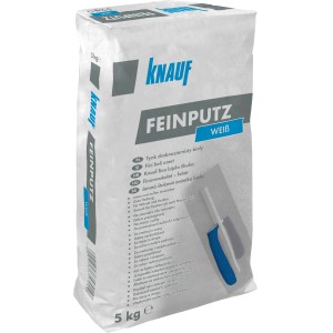 Sack Knauf Feinputz Weiß, 5 kg, gebrauchsfertiger Feinmörtel für Innen- und Außenbereiche.