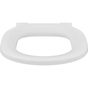 Weißer Ideal Standard Connect Freedom WC-Sitzring aus Duroplast mit Edelstahl-Scharnieren.