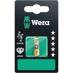 Wera Kreuzschlitz-Bit PZ1, 25mm, mit Bi-Torsionszone für Schraubarbeiten.