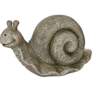 Braune Gartenfigur Schnecke, 12,5 cm, aus Polyresin für Garten & Balkon.