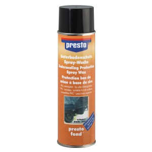 Presto Unterbodenschutz-Spray Wachs Schwarz 500ml Dose für Lackreparatur und Karosseriereparatur.