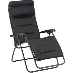 Schwarzer Lafuma Relaxsessel RSX CLIP AC AirComfort® aus Stahl, verstellbarer Gartenstuhl für entspannte Stunden.