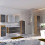 Modernes Badezimmer mit Held Möbel Doppelwaschtisch Bari 120 cm in Grau Matt und passenden Badmöbeln.