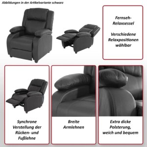 Cremefarbener Relaxsessel Glasgow mit verstellbarer Rückenlehne und Fußstütze.