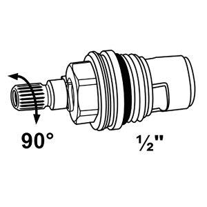 Keramik-Oberteil aus Messing für 13 mm (1/2) Ventile mit 90°-Verschluss.