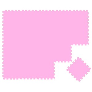 Pinke LittleTom Baby Puzzlematte aus 18 EVA Schaumstoffteilen, teilweise zusammengesetzt, für Kindersicherheit.