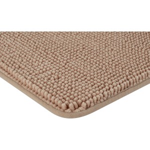 Beige baliv Badematte (40x60 cm) aus Polyester, flauschiger Badteppich für das Badezimmer.