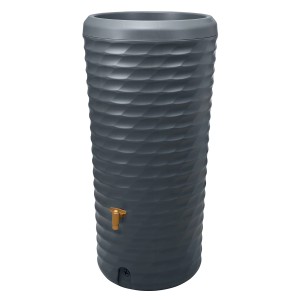 4rain Regenspeicher Jolie 2in1 in Graphite Grey (230 l) mit Pflanzschale und Auslaufhahn.