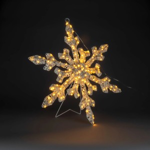 Konstsmide Deko-Schneeflocke, beleuchtet mit 150 bernsteinfarbenen LEDs. Ideal als Weihnachtsfigur für Außen.