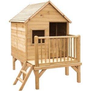 Soulet Kinderspielhaus Winny aus Holz mit Leiter, Fenster und halber Tür. Ideal für Kinder ab 3 Jahren.