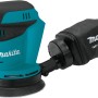 Makita Akku-Exzenterschleifer DBO180Z mit Staubbeutel, blau/schwarz.