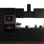 Respekta Küchenzeile Oliver 340 cm in Schwarz mit E-Geräten und Spüle.