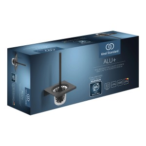 Verpackung der Ideal Standard WC-Bürstengarnitur zur Wandmontage, Schwarz Matt.