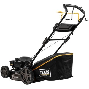 Texas Benzin-Rasenmäher TPL 560TR W mit Radantrieb und Fangkorb.