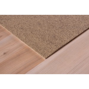 Beige, selbstklebende Andiamo Teppichfliese (40x40 cm) mit Rippenstruktur.