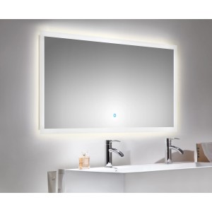 LED-Lichtspiegel, 140x60 cm, mit Touch-Bedienung und neutralweißem Licht im Badezimmer.
