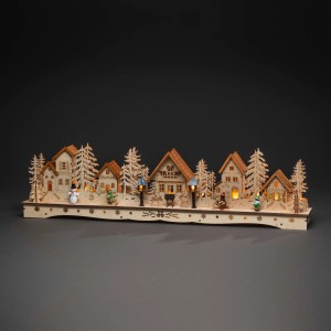 Konstsmide LED-Silhouette Dorf Holz Natur 18 warmweiße LEDs
