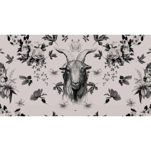 Fototapete Blumen Ziege Schwarz Weiß 5,00 m x 2,70 m FSC®