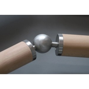 Edelstahl Endkappe V2A mit Gelenk für 40 mm Holzhandlauf. Zubehör für Treppen und Geländer.