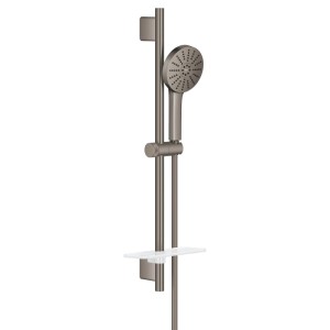 Grohe Brausestangen-Set Vitalio Joy+ 120 Anthrazit mit Handbrause, 3 Strahlarten und Ablage. Modernes Duschset.
