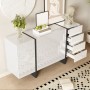 okwish Sideboard mit 2 Türen 4 Schubladen Wohnzimmer Esszimmer 150x40x80cm Weiß_6