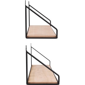 Wandregal-Set Sabrina von Mirrors & More: 2 Metallregale mit Holzablage, schwarz/natur.