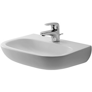 Weißes Duravit D-Code Med Handwaschbecken, 45 cm, mit Hahnloch für Einlocharmatur.