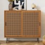 okwish Sideboard mit 2 Schiebetüren Ablage Wohnzimmer 100x90x37cm Braun_4