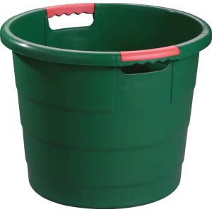 Grüner Garantia Universal-Eimer Toni 30 l mit roten Griffen für Garten, Haus und Hof.