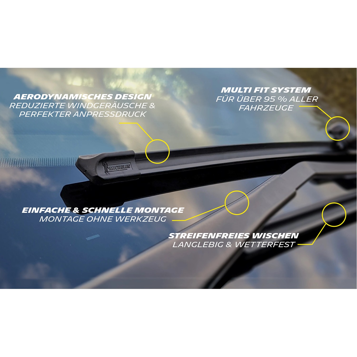 Michelin Scheibenwischer Multi Fit 50, 500 mm, montiert am Auto.