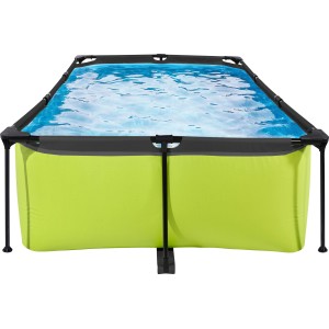 Rechteckiger EXIT Lime Pool, 220x150x65 cm, grüner Stahlrahmenpool mit Filterpumpe.