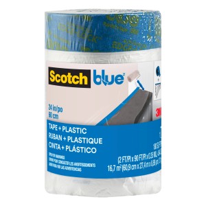 ScotchBlue Malerabdeckfolie mit Klebeband Nachfüllrolle 60,9 cm x 27,4 m Blau