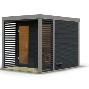 Karibu Saunahaus "Seros 2" Anthrazit/Graualuminium